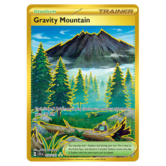 Gravity Mountain 250 card from the Pokemon set Surging Sparks