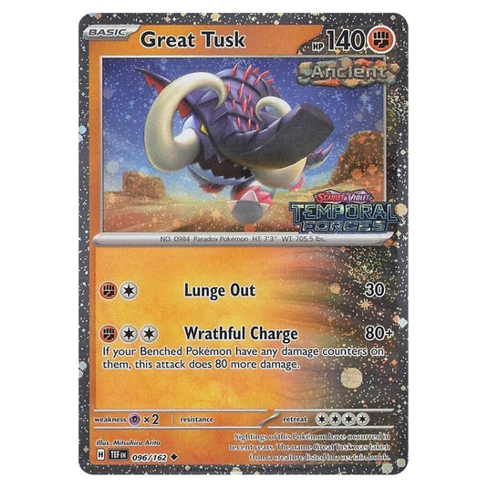 Pokemon - Scarlet & Violet - Temporal Forces - Great Tusk - 096/162 (Stamped)