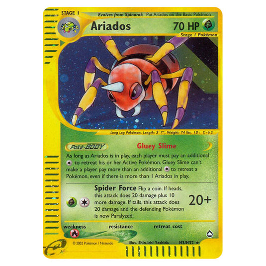 Ariados H3 card from the Pokemon set Aquapolis