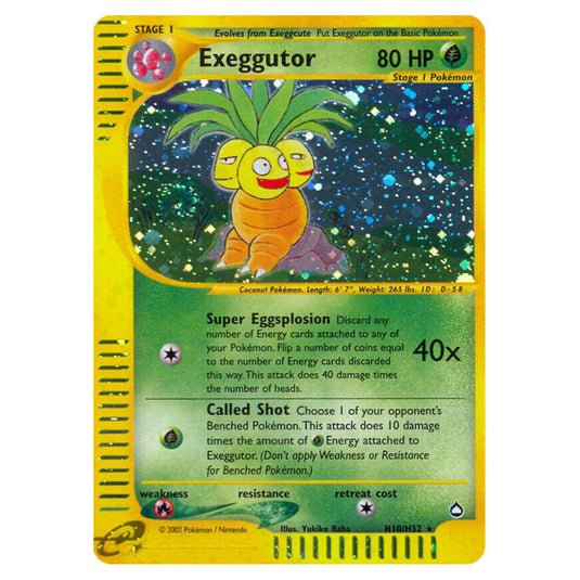 Exeggutor H10 card from the Pokemon set Aquapolis