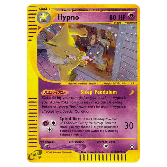 Hypno H12 card from the Pokemon set Aquapolis