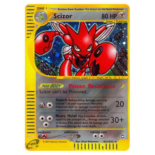 Scizor H21 card from the Pokemon set Aquapolis