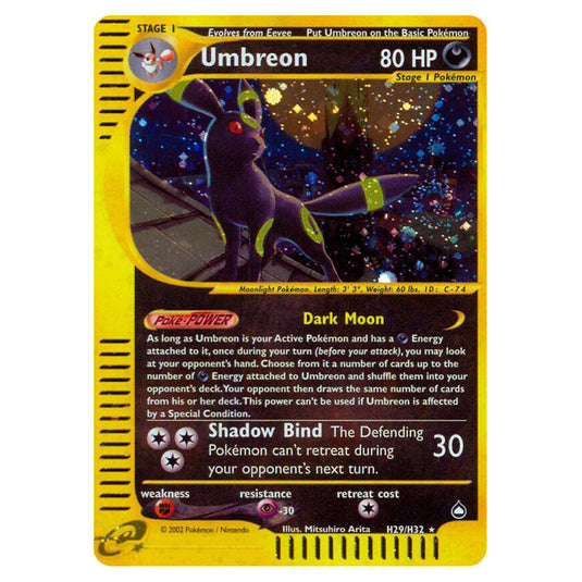 Umbreon H29 card from the Pokemon set Aquapolis