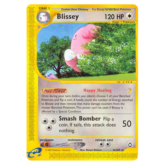 Blissey 006 card from the Pokemon set Aquapolis