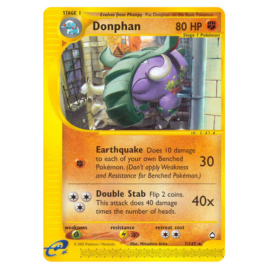 Donphan 007 card from the Pokemon set Aquapolis