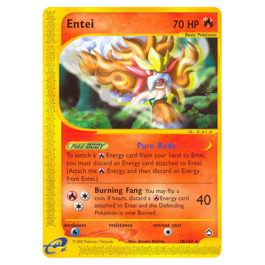 Entei 010 card from the Pokemon set Aquapolis