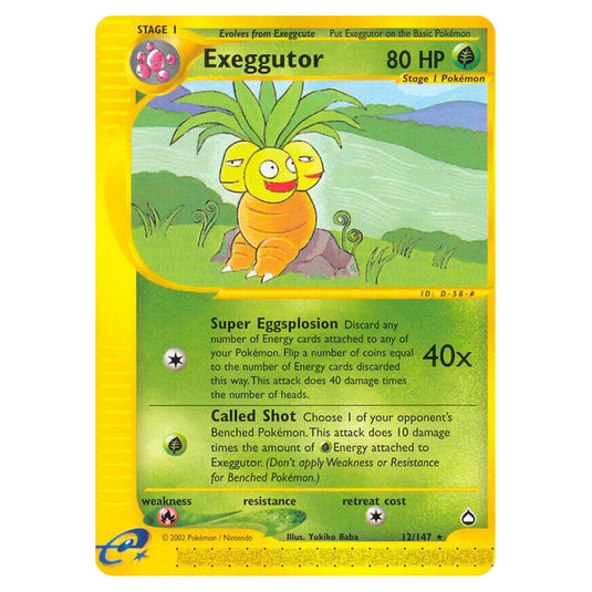 Exeggutor 012 card from the Pokemon set Aquapolis
