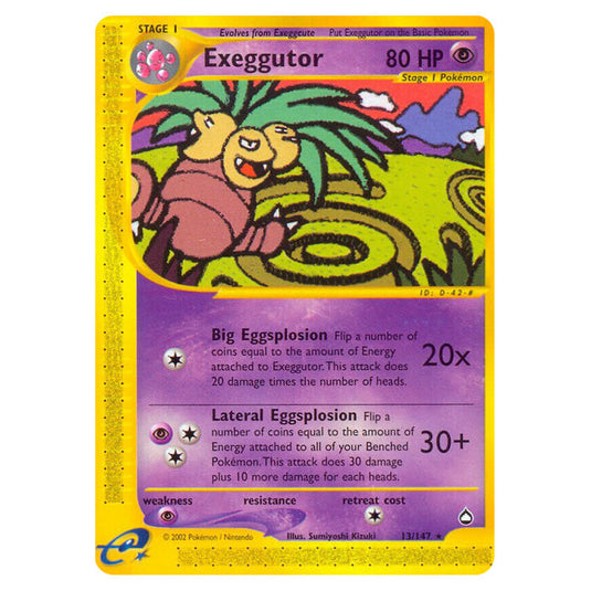Exeggutor 013 card from the Pokemon set Aquapolis