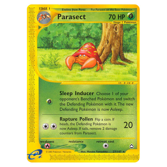 Parasect 027 card from the Pokemon set Aquapolis