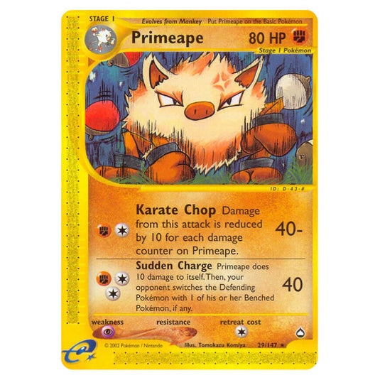 Primeape 029 card from the Pokemon set Aquapolis