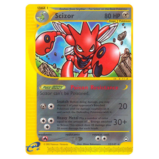 Scizor 032 card from the Pokemon set Aquapolis