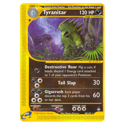 Tyranitar 040 card from the Pokemon set Aquapolis