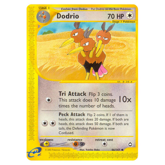 Dodrio 046 card from the Pokemon set Aquapolis