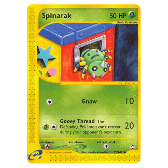 Spinarak 062 card from the Pokemon set Aquapolis