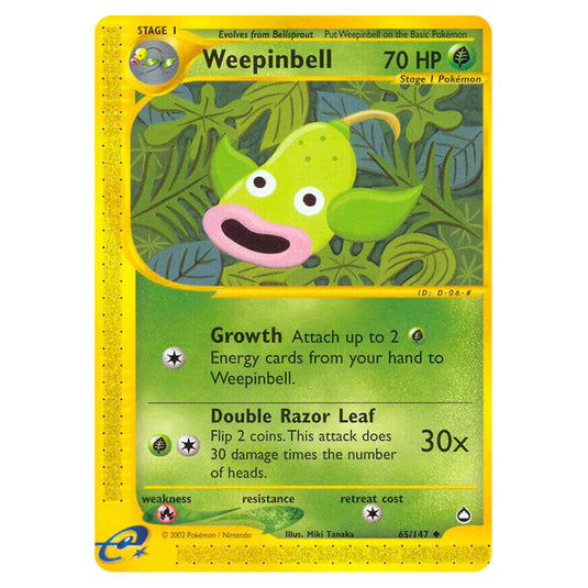 Weepinbell 065 card from the Pokemon set Aquapolis