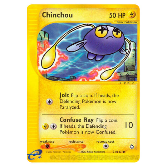 Chinchou 071 card from the Pokemon set Aquapolis