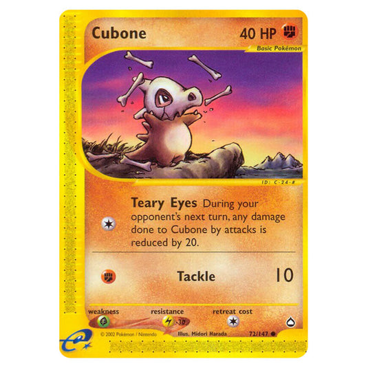 Cubone 072 card from the Pokemon set Aquapolis