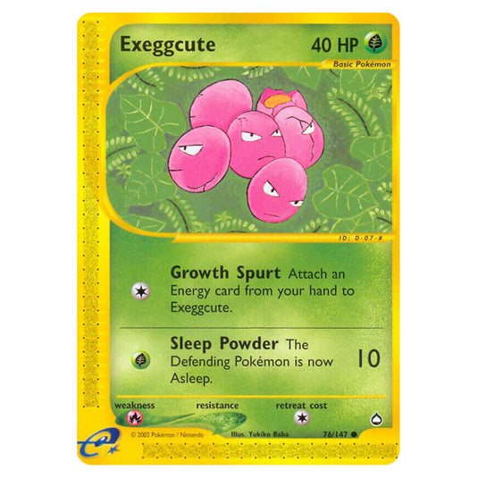 Exeggcute 076 card from the Pokemon set Aquapolis
