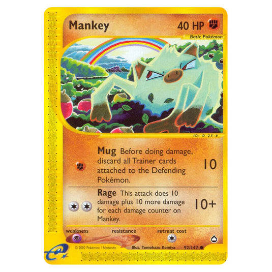 Mankey 092 card from the Pokemon set Aquapolis
