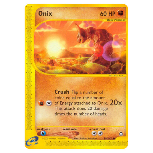 Onix 098 card from the Pokemon set Aquapolis