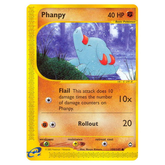 Phanpy 100 card from the Pokemon set Aquapolis