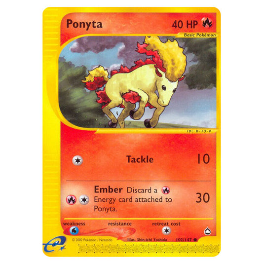Ponyta 102 card from the Pokemon set Aquapolis