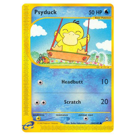 Psyduck 104 card from the Pokemon set Aquapolis