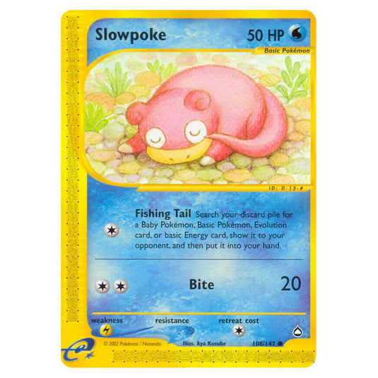 Slowpoke 108 card from the Pokemon set Aquapolis