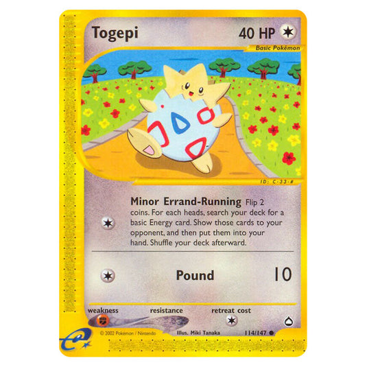 Togepi 114 card from the Pokemon set Aquapolis