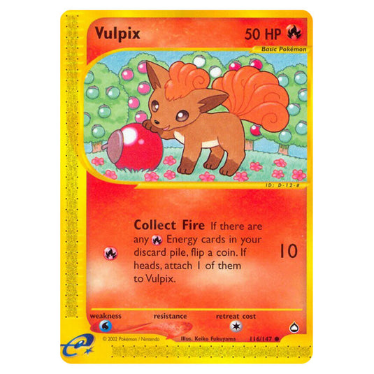 Vulpix 116 card from the Pokemon set Aquapolis
