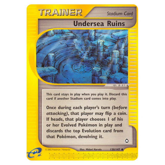 Undersea Ruins 138 card from the Pokemon set Aquapolis