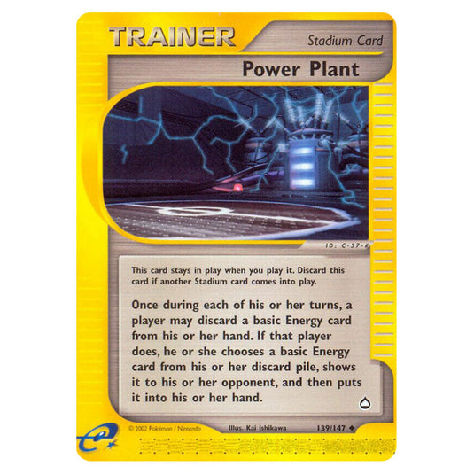 Power Plant 139 card from the Pokemon set Aquapolis