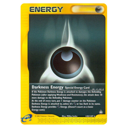 Darkness Energy 142 card from the Pokemon set Aquapolis
