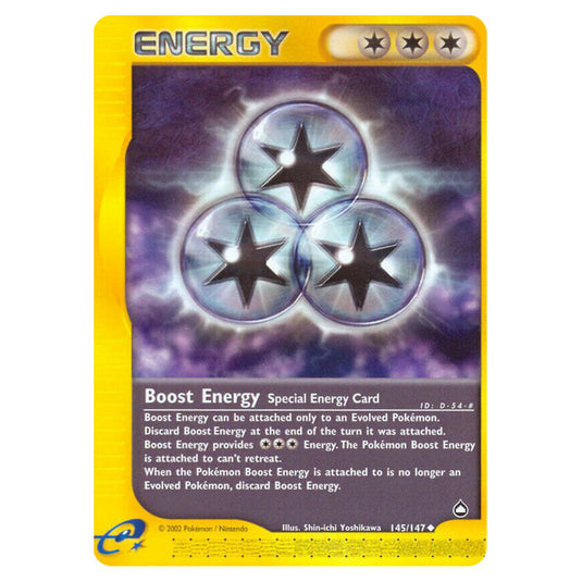 Boost Energy 145 card from the Pokemon set Aquapolis