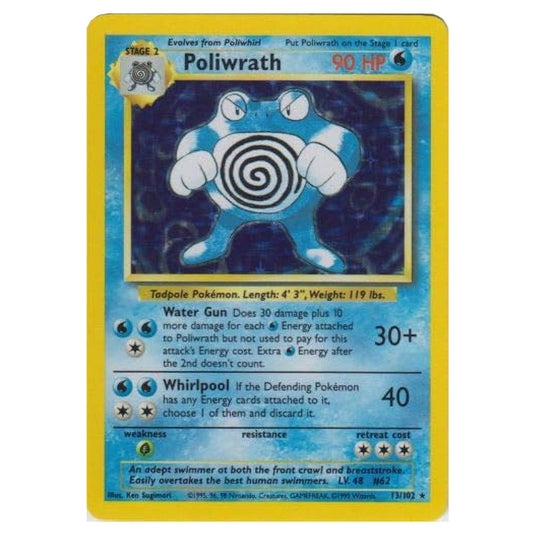 Pokemon - Base Set - Poliwrath - 13/102 (Light Played Unlimited English)