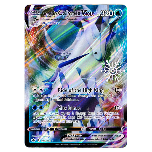 Pokemon - Chilling Reign - Ice Rider Calyrex VMAX 046/198 (Holiday Snowflake Stamp)