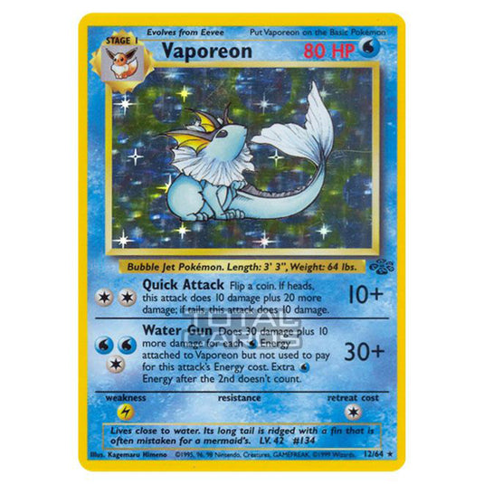 Pokemon - Jungle - Vaporeon - 12/64 Light Played Unlimited English