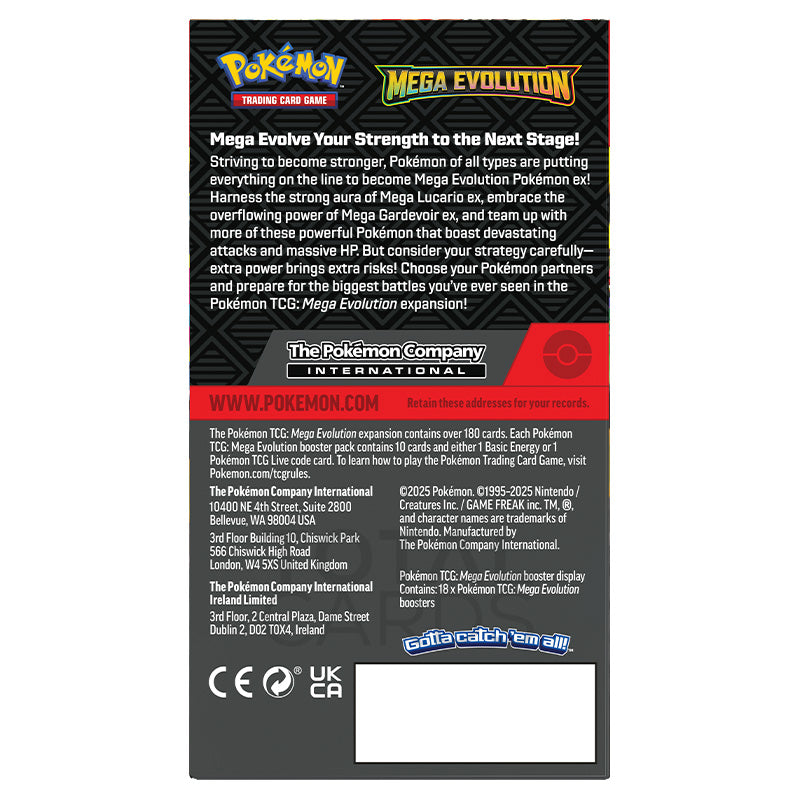 Pokemon - Mega Evolution - Base Set - Half Booster Box (18 Boosters) Pokemon - Mega Evolution - Base Set - Half Booster Box (18 Boosters)
