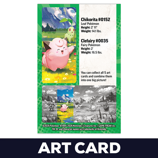 Pokemon - Mega Evolution - Ascended Heros - Mini Tin - Chikorita & Clefairy - Art Card