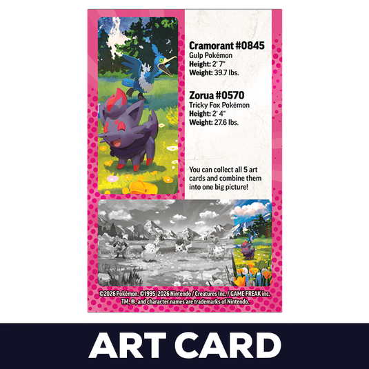 Pokemon - Mega Evolution - Ascended Heros - Mini Tin - Zorua & Cramorant - Art Card