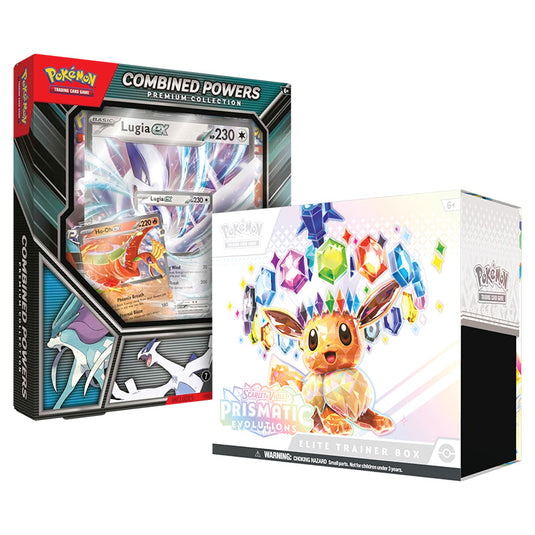 Pokemon - Scarlet & Violet - Prismatic Evolutions - Elite Trainer Box & Combined Powers Bundle