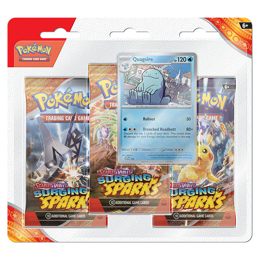 Pokemon Scarlet and Violet Surging Sparks 3 Pack Blister Quagsire