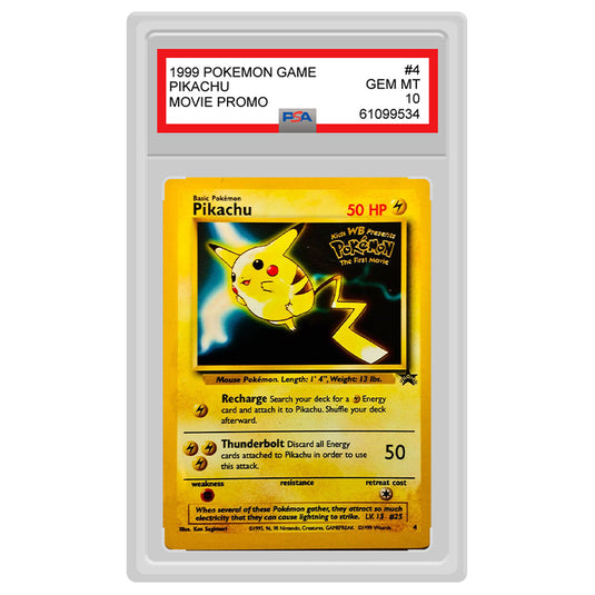 Pokemon - Wizards Black Star Promos - Pikachu (Movie Promo) - #4 (PSA 10 Graded Slab)