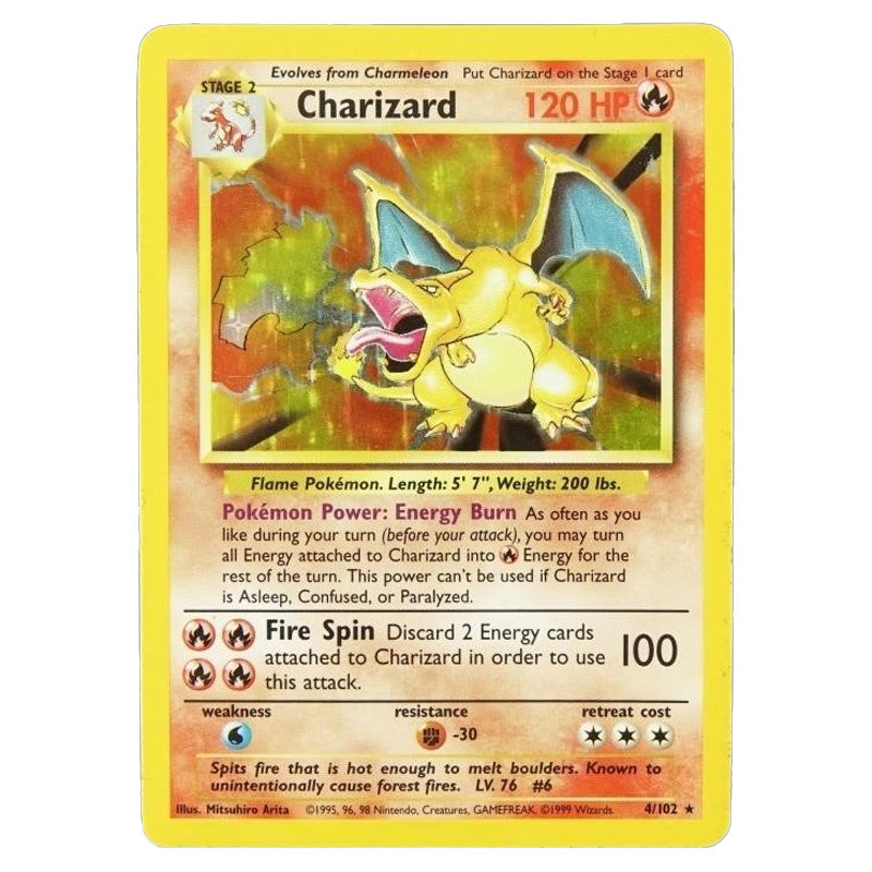 Pokemon - Base Set - Charizard - 4/102 (English Unlimited Light Played