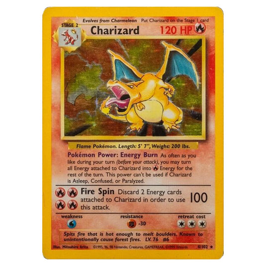 Pokemon - Base Set - Charizard - 4/102 Unlimited Played