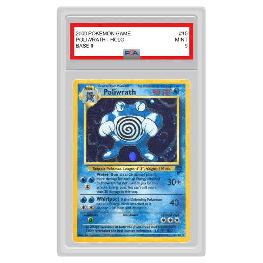 Pokemon - Base Set 2 - Poliwrath - 15/130 (PSA 9 Graded Slab)