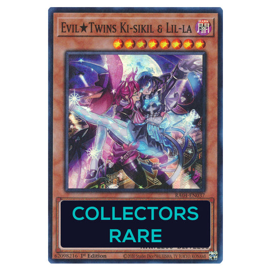 Evil★Twins Ki-sikil & Lil-la RA04-EN037-CR card from the Yu-Gi-Oh! set Quarter Century Stampede