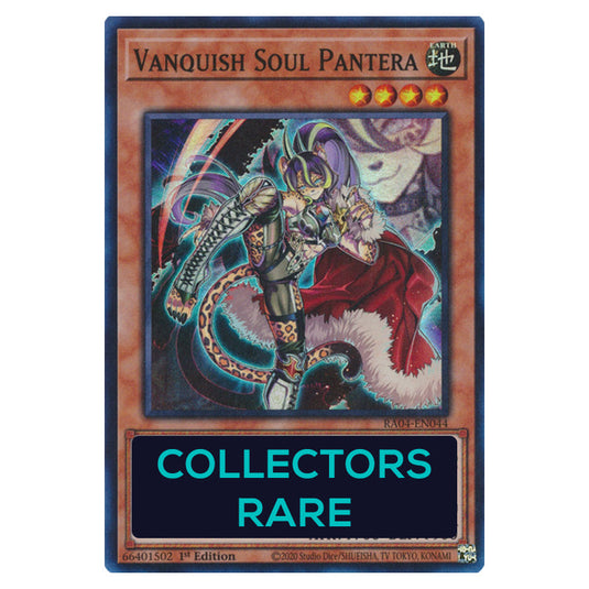 Vanquish Soul Pantera RA04-EN044-CR card from the Yu-Gi-Oh! set Quarter Century Stampede
