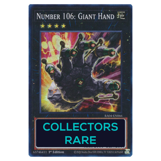 Number 106: Giant Hand RA04-EN066-CR card from the Yu-Gi-Oh! set Quarter Century Stampede