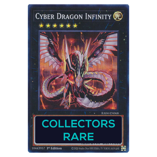 Cyber Dragon Infinity RA04-EN068-CR card from the Yu-Gi-Oh! set Quarter Century Stampede